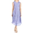 thumbnail image 2 of Sakkas Nora Sleeveless Embroidered Short Tie Dye Caftan Dress / Cover Up - 3-DustyBlue - One Size, 2 of 5