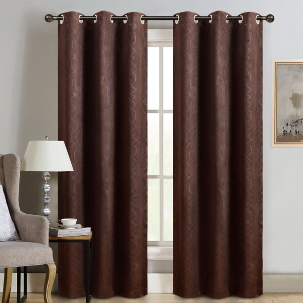 SUN+BLK Thermal Weave Embossed Blackout Grommet Single Curtain Panel 42