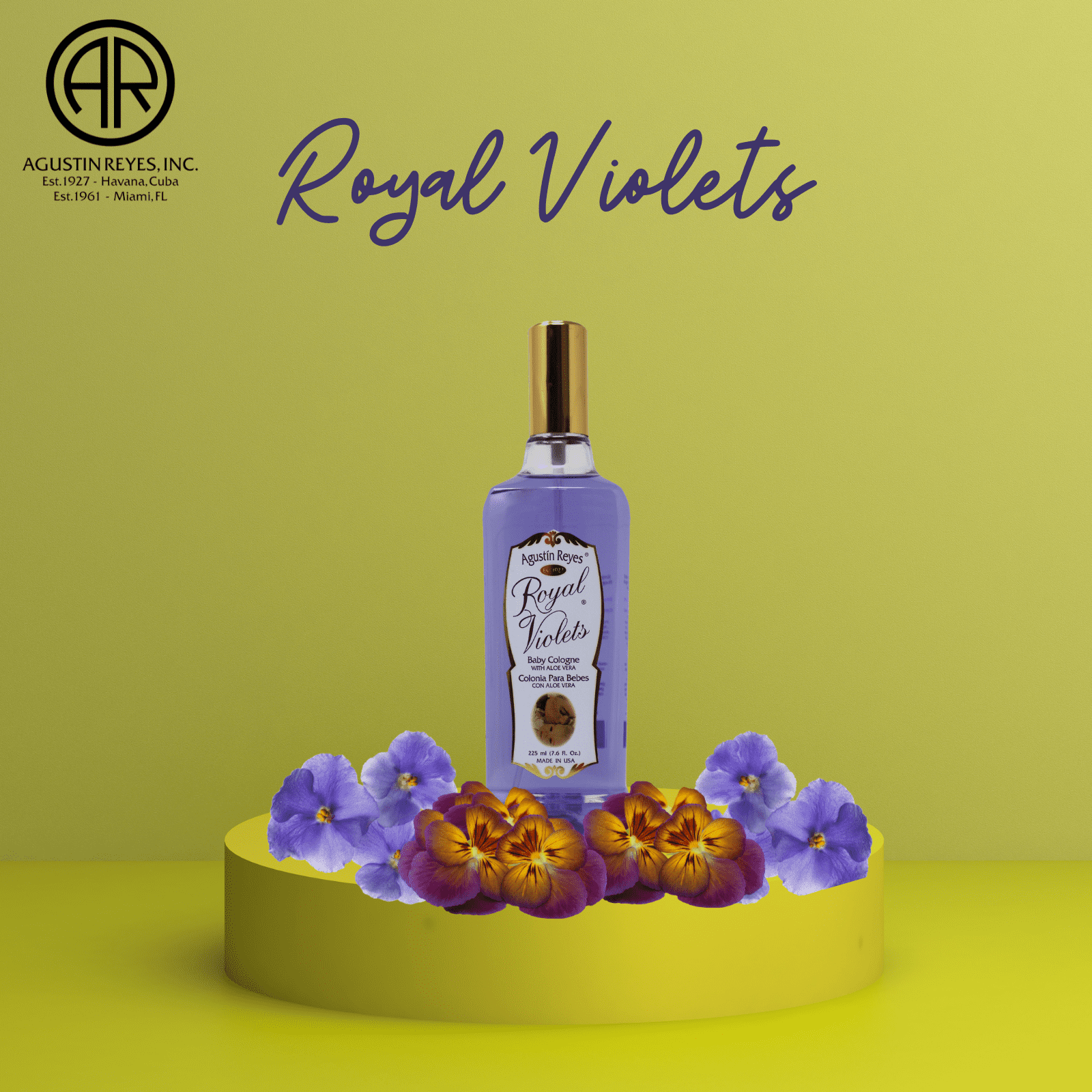 Royal Violets Baby Cologne with Aloe Vera for Baby Sensitive Skin, 7.6 fl oz, Bottle