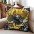 thumbnail image 2 of Yellow Gray Black Decorative Floral Throw Pillow Covers 18 X 18 Inch, Set Of 2, Linen Study Sofa Cushion Cover Indoor Living Room Home Decor, 2 of 7