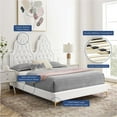 thumbnail image 4 of Tufted Platform Bed Frame, King Size, Velvet, White, Modern Contemporary Urban Design, Bedroom Master Guest Suite, 4 of 10