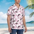 thumbnail image 5 of Fotbe Pineapple Flamingo Hawaiian Shirt for Men Unisex Summer Beach Casual Short Sleeve Cotton Linen Button Down Shirts-Large, 5 of 9