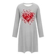 thumbnail image 4 of Women Long Sleeve Nightgowns Cute Heart Print Round Neck Mini Nightshirts Valentine's Day Sleepwears, 4 of 6