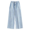 thumbnail image 7 of IMENGL Women's Wide Leg Pants Soft Summer Striped Straight Elastic Waist Trousers Loose Casual Cropped Pant for Womens,M-XXL, 7 of 7