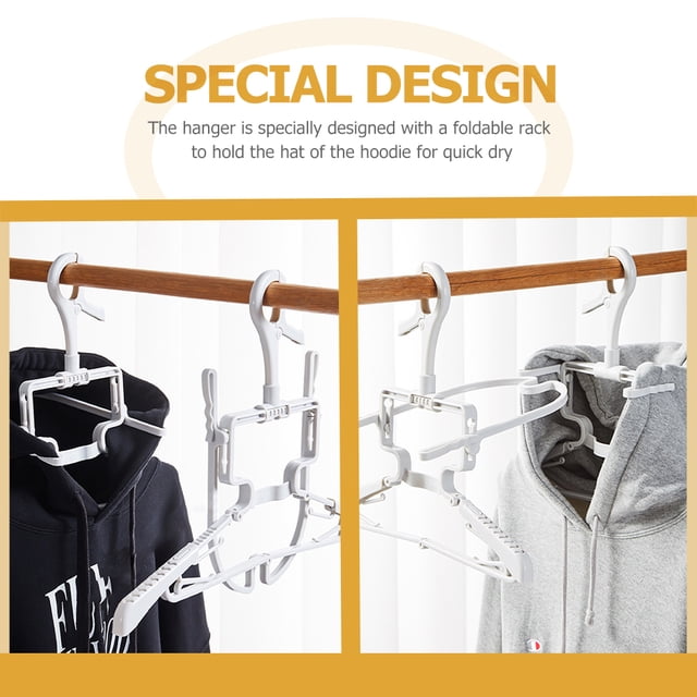 CTIRCHIU Heavy Duty Folding Hoodie Hanger White Plastic Clothes Rack with Adjustable Stretchable Design