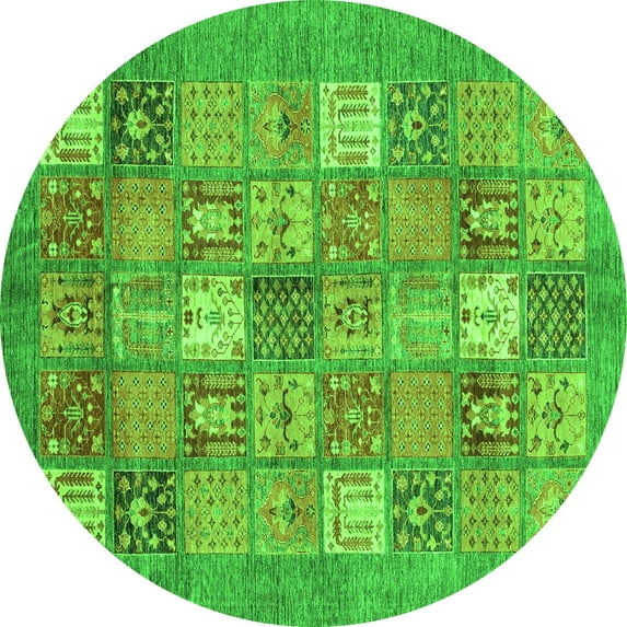Ahgly Company Indoor Round Abstract Green Modern Area Rugs, 4' Round