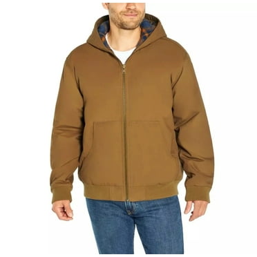 Woolrich Men's Canvas Full Zip Hooded Jacket, Brown, Size XXL