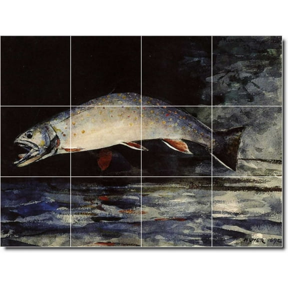 Ceramic Tile Mural-Winslow Homer Animals Painting 75. 17" w x 12.75" h using (12) 4.25 x 4.25 ceramic tiles
