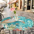 thumbnail image 6 of Brown Sea Turtle Coastal Round Tablecloth for 36-44 Inch Tables,Fitted Table Cover with Elastic Edge,Teal Summer Beach Coral Nautical Waterproof Outdoor Table Cloth Protector for Patio Garden Dinner, 6 of 9