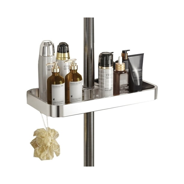 Estante de ducha de aluminio moderno con ganchos, altura ajustable y rotación, organizador colgante for baño.