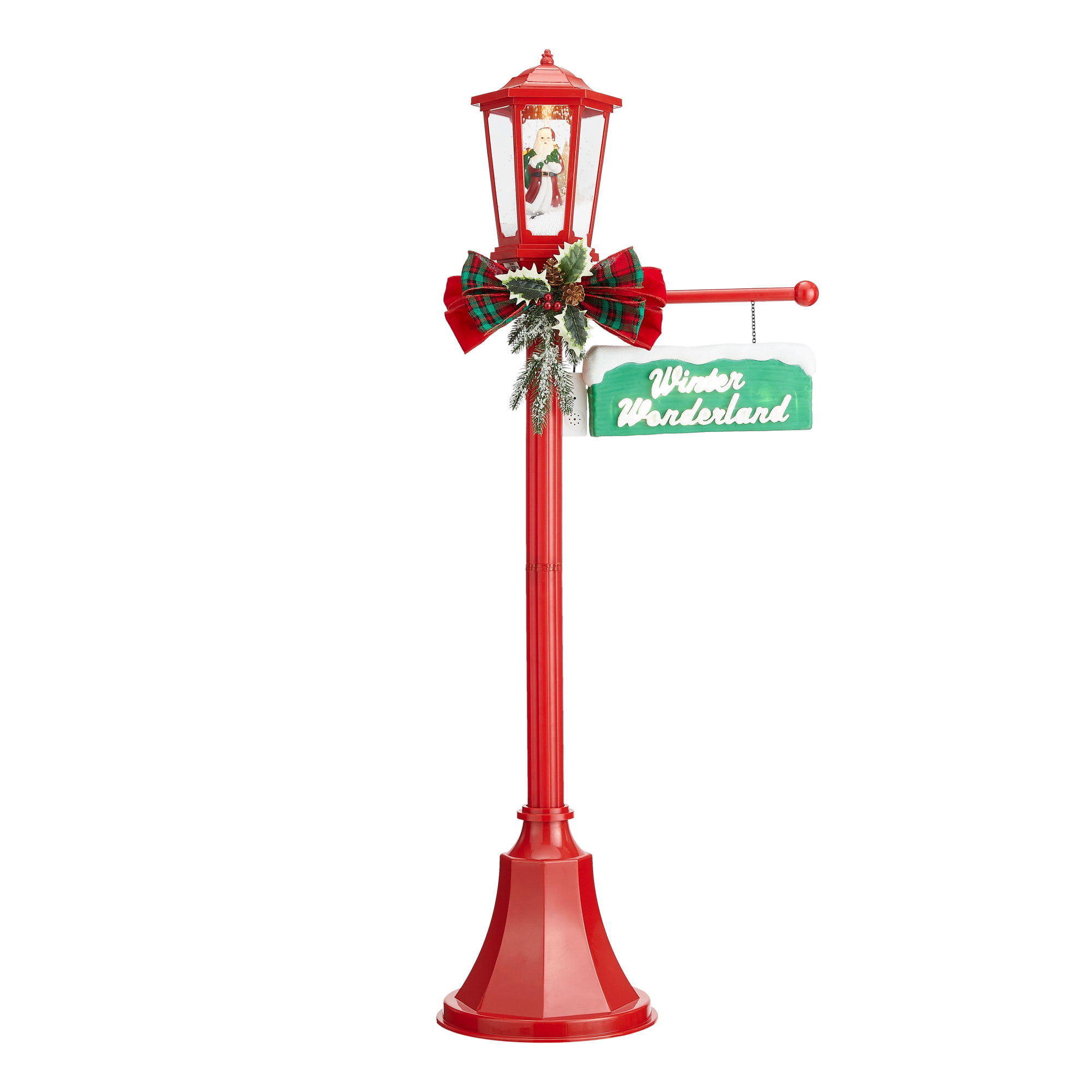 Holiday Time Snow Blowing Santa Light Up Lamp Post Indoor/Outdoor