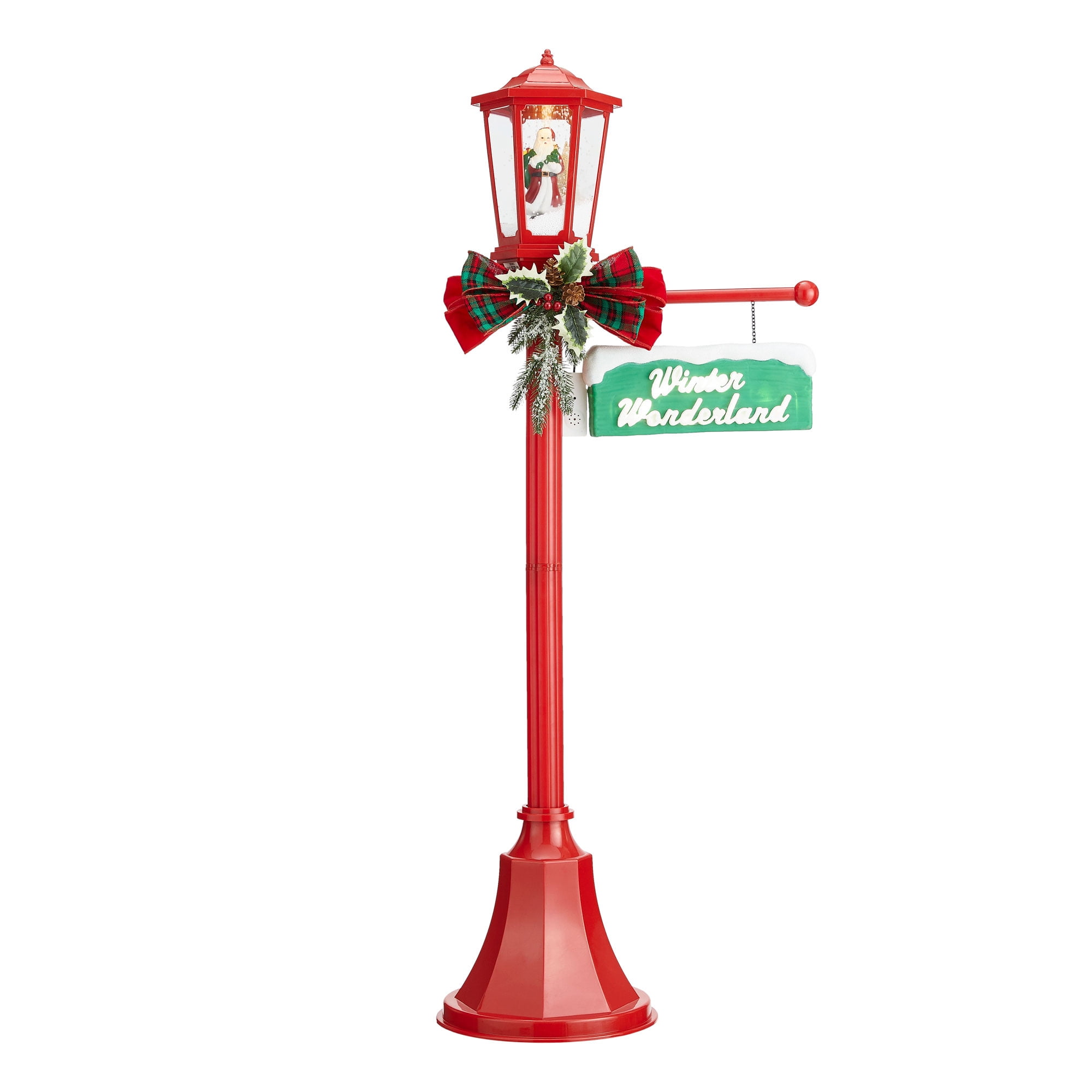 Holiday Time Snow Blowing Santa Light Up Lamp Post Indoor