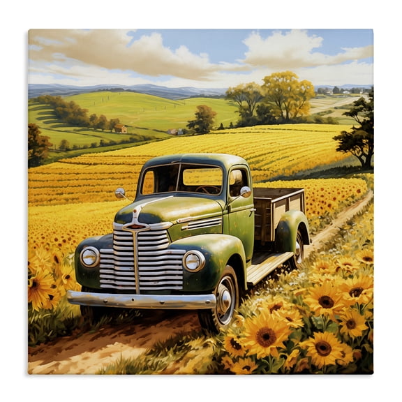 Stupell Industries Rustic Lodge Truck Through Sunflower Field Canvas Art, 17 x 17, by Heidi Kuntz