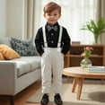 thumbnail image 2 of TEDOYE Toddler Boys Long Sleeve Solid Color T Shirt Tops Spaghetti Pants Child Kids Gentleman Outfits Stylish Wear, 6-12 Months, 2 of 6