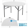 thumbnail image 4 of Sorfey Table Pliante Ronde, 48 Pouces Ronde, Plastique Blanc, 4 of 4