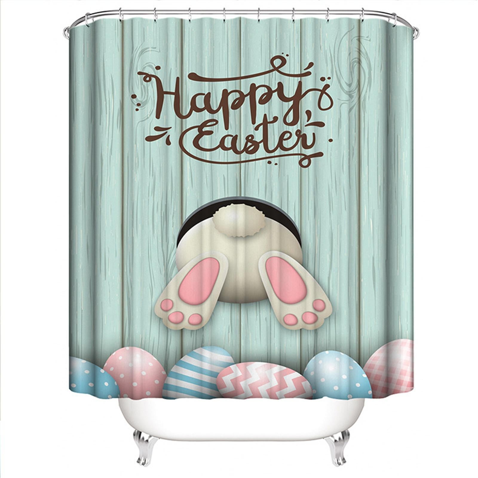 Happy Easter Bunny Polyester-Fabric Bathroom Shower Curtain Liner-waterproof 72" 