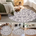 thumbnail image 6 of Spring Flowers Large Area Rugs for Bedroom Living Room, Soft Non Slip Carpet Bedside Rug, Farmhouse Purple Pastoral Floral Leaf Round Floor Cover Kitchen Accent Rug 8' for Dining Room/Office, 6 of 9
