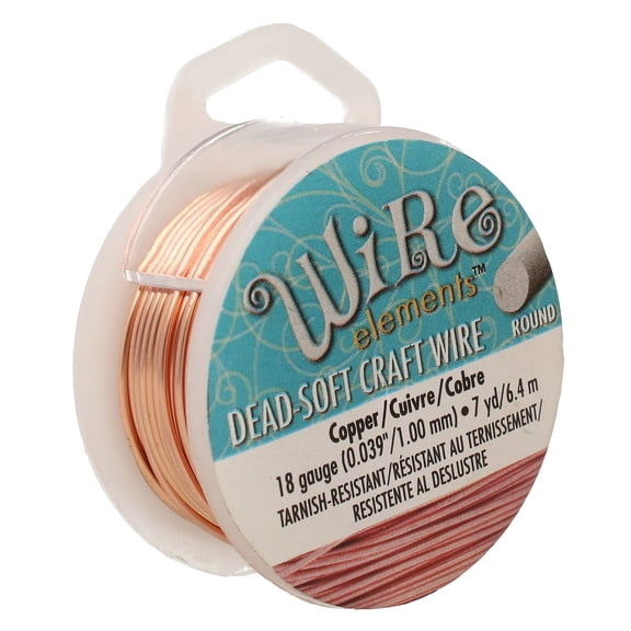 The Beadsmith Wire Elements Craft Wire – Tarnish Resistant, Soft Temper, Round, Copper Color – 1mm, 18 Gauge, 7 Yard Spool – Jewelry Making, Wire Wrapping, Floral, & Other DIY Crafts