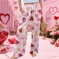 thumbnail image 4 of LWavelet Soft Fabric Heart Pattern Wide Leg Pants Women Valentine's Day Daily Wear Pink L, 4 of 6