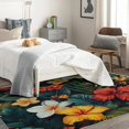 thumbnail image 3 of Hibiscus Area Rug 5x7, Tropical Flowers Leaves Rugs for Living Room, Tropical Plants Carpet, Soft Non Slip Machine Washable Fluffy Easy Clean, for Bedroom Dining Room Floor Home Decor Rug Xsu&-234, 3 of 7