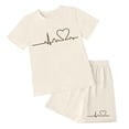thumbnail image 3 of Grblisyd Girls Outfits Size 10-12 Kids Heart Print Short Sleeve T-Shirts Elastic Waist Shorts Casual Summer 2 Piece Clothing Sets, 3 of 5