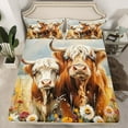 thumbnail image 2 of Castle Fairy Highland Bull Twin Sheet Sets 3pcs for Kids Teens Adults,Farmhouse Animal Twin Fitted Sheet Microfiber,Chic Floral Flowers Breathable Flat Sheet,Breathable Home Decor, 2 of 7
