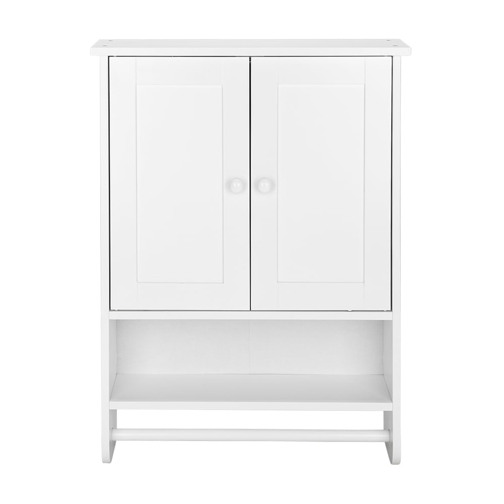 Bathroom Wall Cabinet with 2 Cabinet Doors 1 Dhelf and 1 Towel Bar Painted MDF Bathroom Cabinet, White 19.3*5.7*25.6in