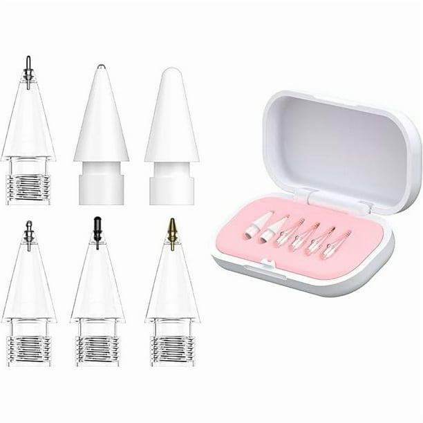 wonima11 6-Pack Replacement Pencil Tips for Apple Pencil Pro/ 2nd Gen/ 1st Gen/USB C, Needle Pencil Tips with Case, Precise Control Tips Plastic/Metal iPencil Tips, IPad Pro Pencil Sets