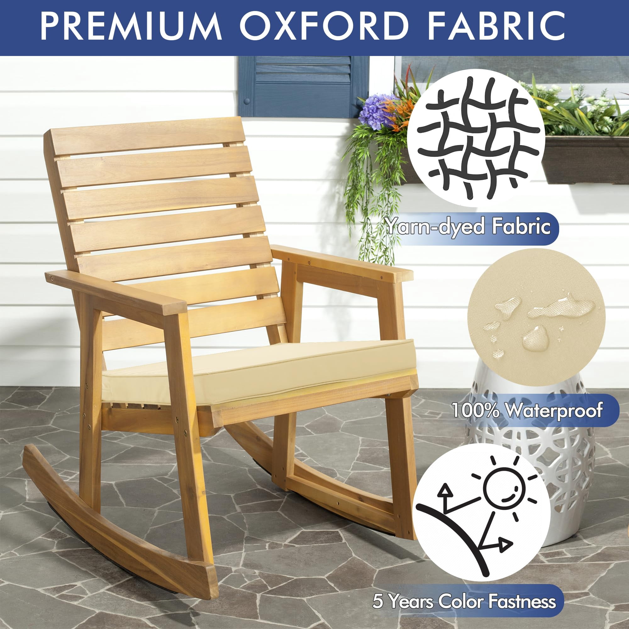 Outdoor Chair Cushions 19x19 Inch Water Resistant Patio Seat Pads with Ties Thick Durable Garden Lawn Furniture Cushions Navy Set of 2
