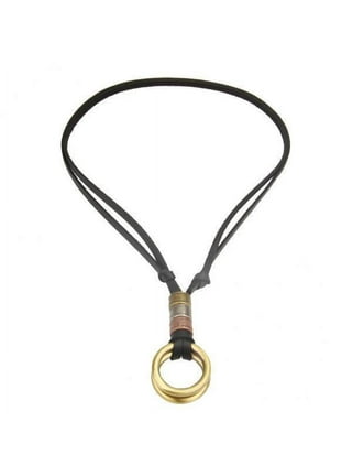 AYYUFE Men Leather Cord Double Circle Ring Pendant Necklace