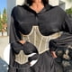 thumbnail image 5 of Corsé para mujer Yinane Con cinturón de malla ajustable debajo del busto Steampunk Cadena de cinturón, 5 of 8