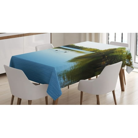 

Outdoor Tablecloth View from Carate Urio Town Lake Como Alps Italy Panorama European Rural Countryside Rectangular Table Cover for Dining Room Kitchen 52 X 70 Inches Blue Green by Ambesonne