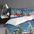 thumbnail image 4 of Christmas Red Truck King Size Comforter Set, Winter Car Deer Xmas Trees Snow Blur Soft Bedding for All Seasons, 4 Pcs Bed Set with 1Comforter (90"x106") ,1 Sheet(94"x116"), 2 Pillowcases (19"x35"), 4 of 7