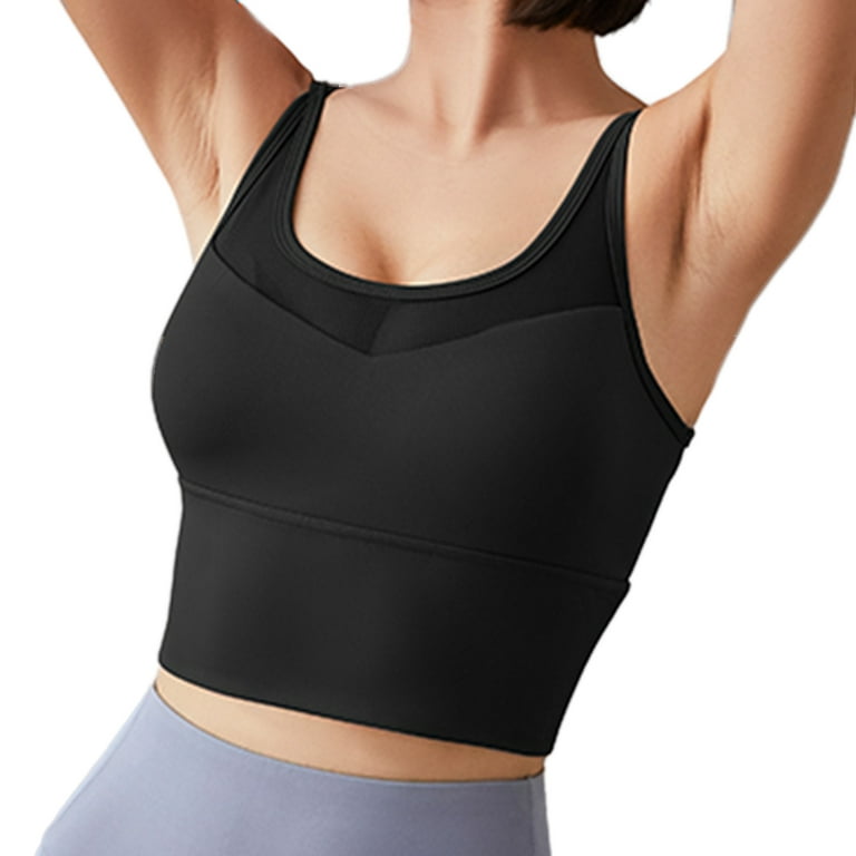 BodyChum Womens Sports Bra Double Thin Shoulder Strap Backless Gauze Design  Black M