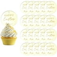thumbnail image 1 of GFDYREE Round Happy Easter Cupcake Toppers, 20pcs Gold Cake Topper Easter Cake Topper with Ribbon Acrylic Cake Party Decorations for Easter Day, 1 of 4