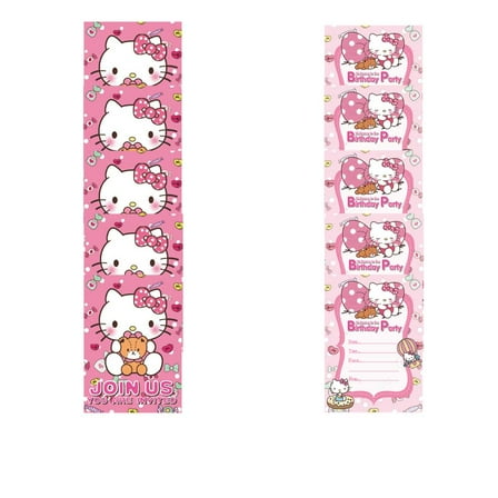 Hello Kitty Invitations Cards Stock Bulk Birthday Invite Fill-in Party Supplies Decorations for Boys Girls