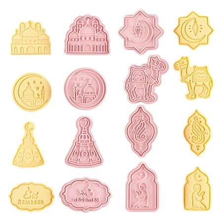 

Eid Cookie Mould | 8PCS Eid Biscuit Embossing Fondant Baking Tool | Funny Fondant Tool Pastry Biscuit Chocolate Sugar Craft Cake 3D Baking Mold Tools for Kids