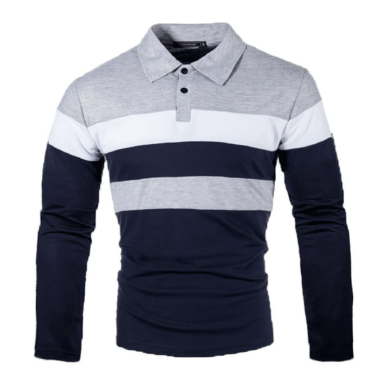 ketyyh chn99 Grey Polo Sweatsuit Men s Long Sleeve Super Soft Supima Polo Shirt Walmart