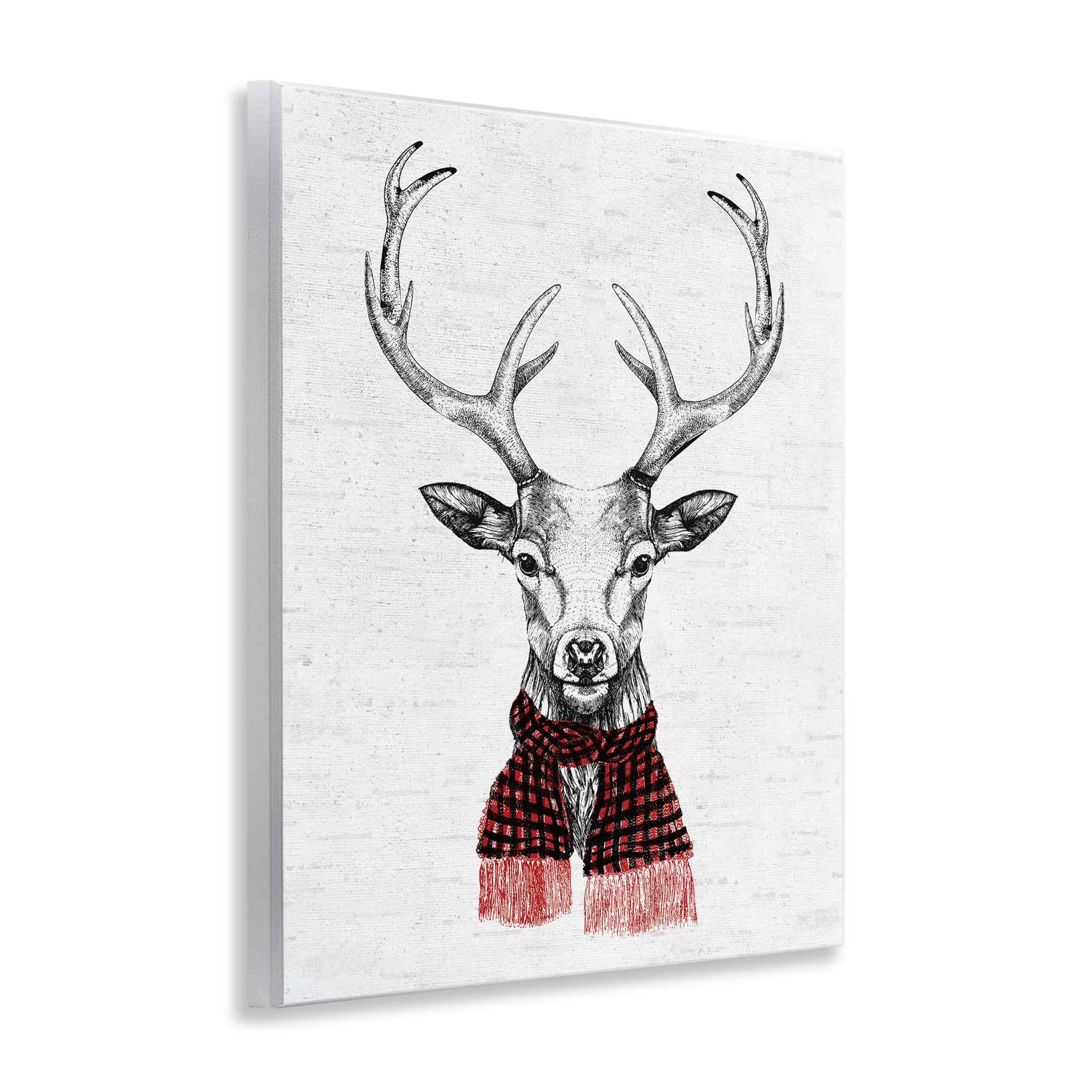 Stupell Industries Holiday Deer with Scarf Animals & Insects Painting Unframed Art Print Wall Art, 11 x 14