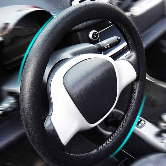 14" to 16" Car Silicone Steering Wheel Cover Interior Wheels Moldings Black Soft