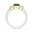 thumbnail image 2 of ANGARA Lab Grown 2.25 Ct Emerald and Lab Diamond Three Stone Ring for Women in 14K White & Yellow Gold (Size-9x7mm) | May Birthstone, Anniversary, Jewelry Gift for Women | Lab-Grown Emerald Ring, 2 of 9