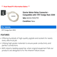thumbnail image 2 of Starter Motor Relay Connector - Compatible with 1997 Dodge Ram 3500, 2 of 2