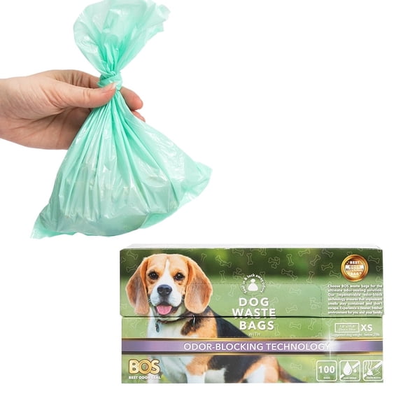 BOS Odor-Sealing Dog Poop Bags for Pet Waste - Disposal Bags - Scent-Free (100 bags) [Size: XS, Color: Light Mint Green]