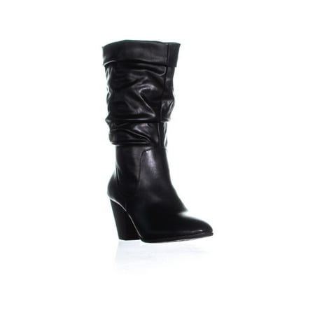 - Womens ESPRIT Oliana Folded Top Block Heel Mid Calf Boots, Black