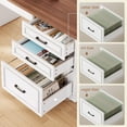 thumbnail image 6 of SEDETA Farmhouse Standing Desk with Storage, L Shaped Standing Desk with Power Outlets, Height Adjustable Two Person Desk with Drawers & Cabinet, Large Home Office Desk with Open Shelves, White, 6 of 9