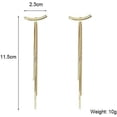 thumbnail image 5 of Glossy Arc Bar Long Tassel Drop Earrings for Women Geometric Statement Earrings,Gold Color, 5 of 5