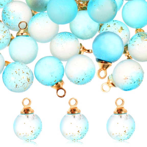 Shisuyan Dangle Pendants Glass Beads Hanging Charms Blue Artificial Crystal 50pcs