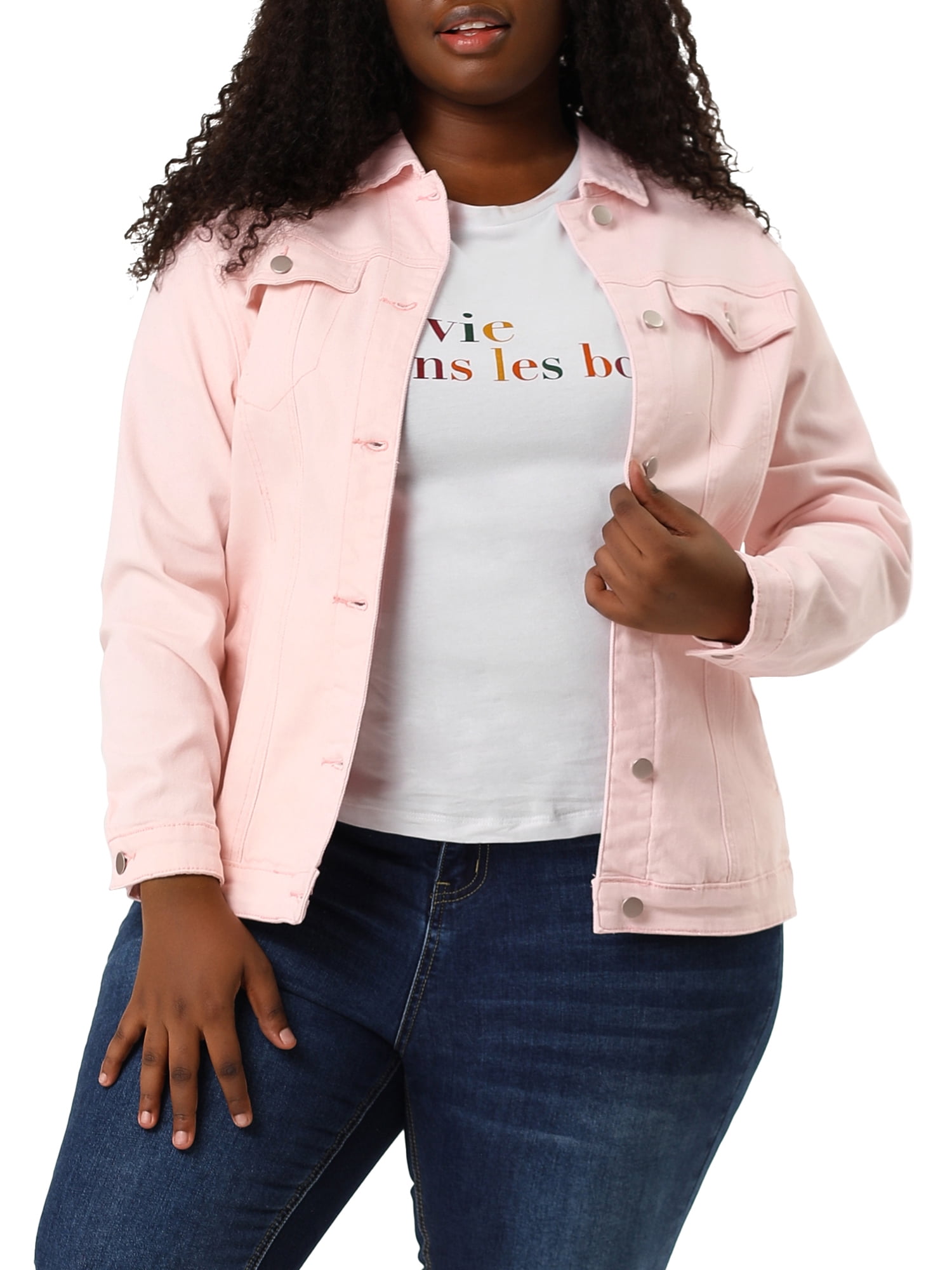 plus size cropped denim jacket