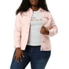 MODA NOVA Juniors Plus Size Long Sleeve Button Down Jean Denim Jacket with Pockets 1X Pink