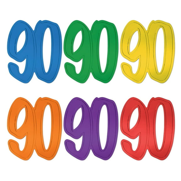Beistle Club Pack of 24 Multi-Colored "90" Foil Party Decoration Silhouettes 12"